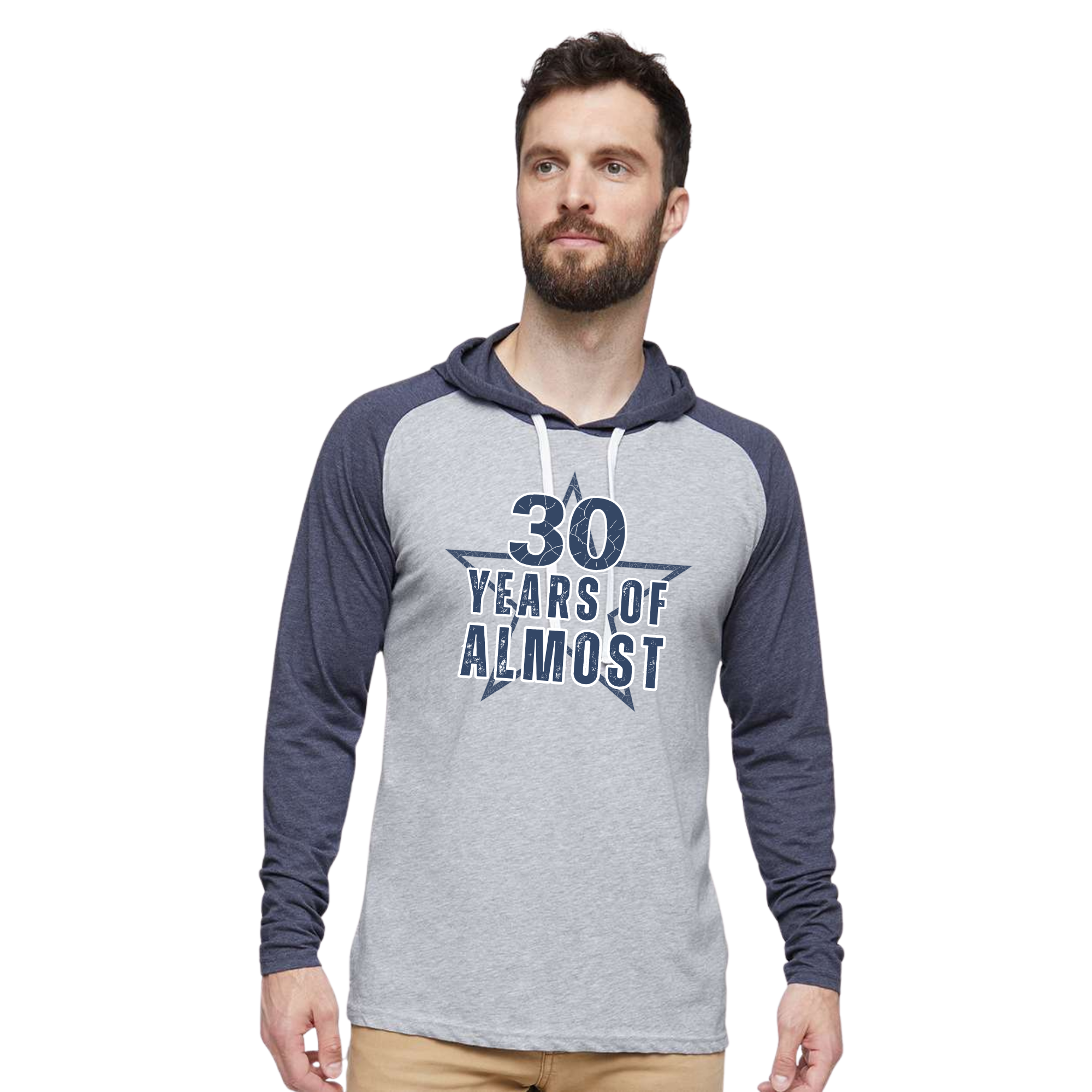 Men's Fine Jersey Hooded Long Sleeve Raglan T-Shirt